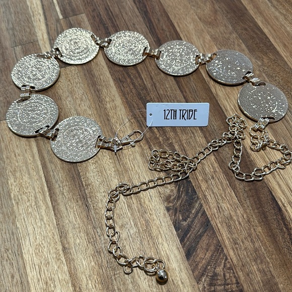 12th Tribe Accessories - 12th Tribe gold medallion chain belt.